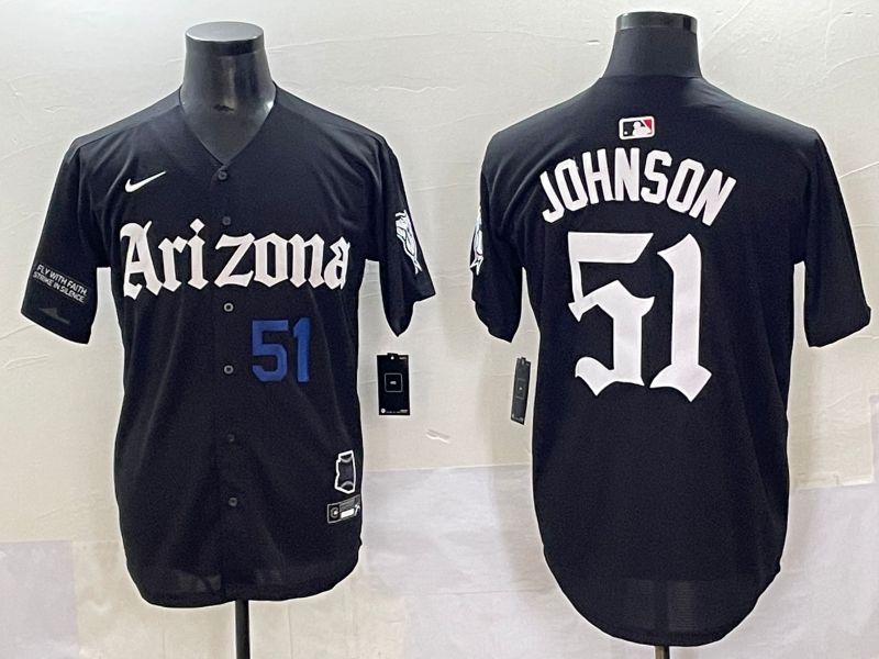 Men 2025 Arizona Diamondback 51 Johnson Black Five generations Joint Name Nike MLB Jersey style 8